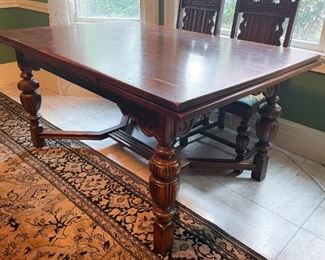 Antique Extension Dining Table with 6 Chairs - 1 Captain's Chair & 5 Side Chairs (Photo 2 of 7)
