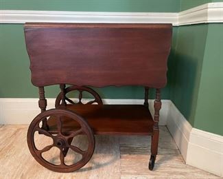 Vintage Wood Drop-Leaf Tea Cart (Photo 1 of 2)