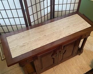 Vintage Sideboard / Buffet with Stone Top (Photo 2 of 2)