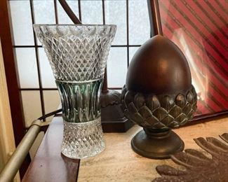 Crystal Vase, Decorative Acorn Finial