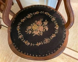 Antique Wooden Chair with Needlepoint Seat (Photo 2 of 2)