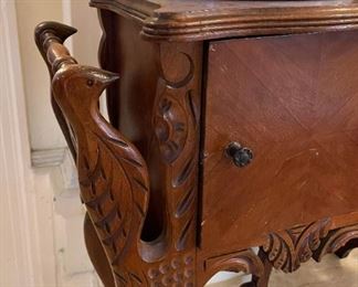 Vintage Carved Humidor / Cabinet Side Table with Woodpecker Motif (Photo 2 of 2)