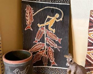 Australian Aboriginal Bark Painting, Pottery
