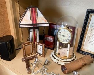 Stained Glass Style Table Lamp, Anniversary Clock