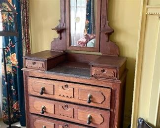Antique Victorian Eastlake Chest of Drawers with Mirror / Dresser (Photo 1 of 3)