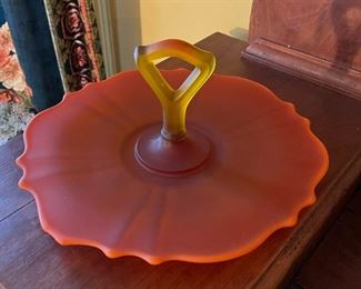 Vintage Orange Glass Serving Dish