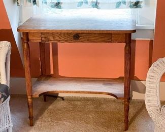 Vintage Oak Table with Drawer (Photo 1 of 3) 