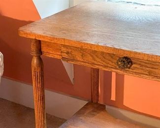 Vintage Oak Table with Drawer (Photo 2 of 3) 