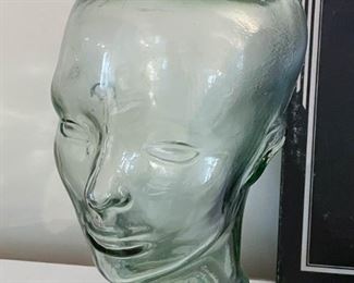 Aqua Glass Mannequin Head / Hat Stand