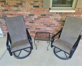 $125.00 Swivel Patio chairs and table  VG condition