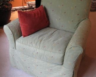 $80.00, Arhaus slip cover chair, VG condition, 3 x 3 x 3', there is fading to the back