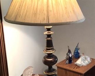 Quoizel Brass Table Lamp with Original Shade