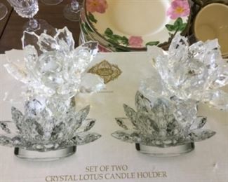 Set of crystal candle holders
