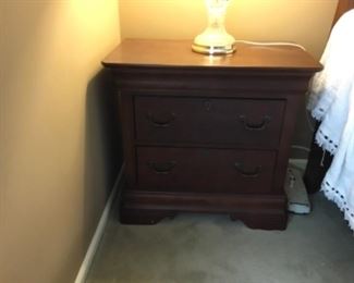 2 drawer wood nightstand 