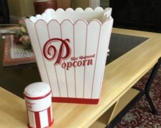 Ceramic popcorn bucket w/ salt shaker - Williams Sonoma