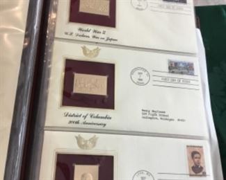 Golden Replicas of US stamps ( surface of 22k gold). 71 first day covers 1990-1991