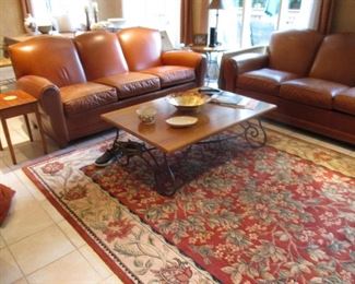 Pair Ethan Allen Leather Sofas