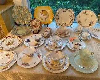 Tons of Shelley Porcelain including Teacups / Cake plates and more along with some rare patterns