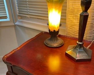 Andrea by Sadek Brass Desk Table Lamp With Tiffany Style Shade