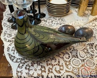 Littala / Nuutajarvi Finland / Toikka Art Glass Pheasant and Eggs