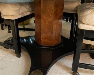 Century Furniture Chin Hua Burlwood Dining Room Table with Black Lacquer Chairs Set