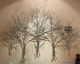 Vintage  C. JERE Trees in Winter Chrome Wall Art Sculpture 