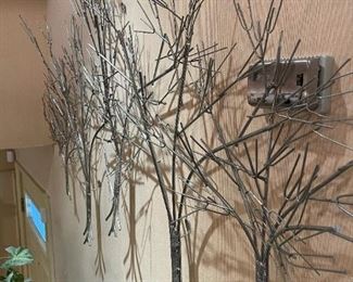 Vintage  C. JERE Trees in Winter Chrome Wall Art Sculpture 