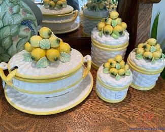 Vintage Robert Nemith Lemon Canister Set and Soup Tureen