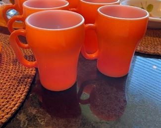 Vintage FIRE KING Orange Soda Fountain Mugs