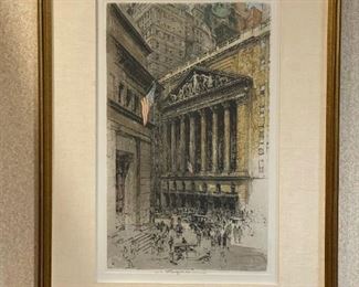 LUIGI KASIMIR (1881-1962) Etching with Aquatint, New York Stock Exchange (ca 1936), Signed