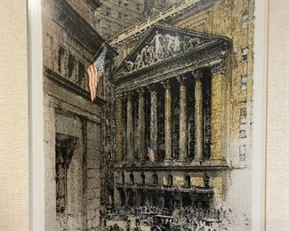 LUIGI KASIMIR (1881-1962) Etching with Aquatint, New York Stock Exchange (ca 1936), Signed