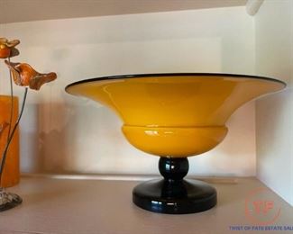 Large CZECH Glass "Tango" Pedestal Bowl