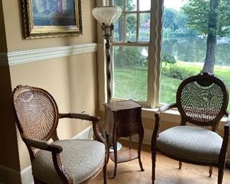 PAIR OF CARVED , ROUNDED CANED BACK CHAIRS-CLASSIC!