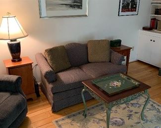 Family Room 
Loveseat, Gordon Muck watercolor, Painted tray