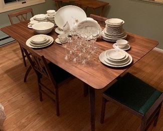 Dining Room 
MCM style table, Dish set