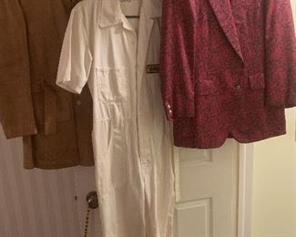 Bedroom 1
Vintage men’s suede jacket, silk dinner jacket, Yamaha coveralls 