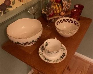 Dining Room 
Christmas Lenox bowl & other Lenox items, Jim Shore cornucopia 