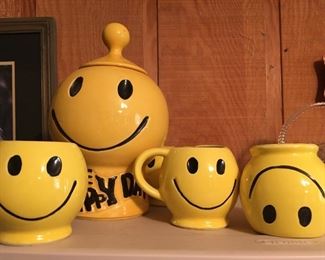 McCoy Have a Happy Day cookie jar & mugs