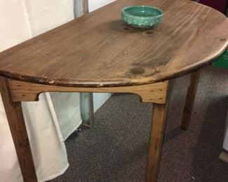 rustic half-round table