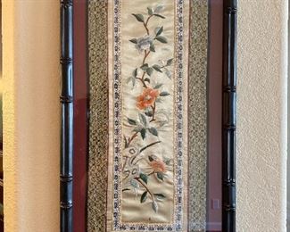 Bamboo Framed of Oriental Hand Sewn Cloth.