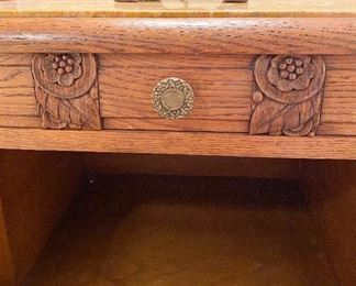 Additional photo of bedside table carvings.