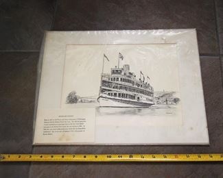 $20 obo -Peter Stuyvesant Hudson River Dayliner  matted print