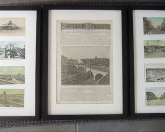 $150 obo -Broad Street, Elizabeth, NJ.... Pennsylvania and Jersey Central Railroads crossing know as "the arch" grouping of Scientific American February 1895 complete issue [not reproduction] along with 8 vintage postcards of the arch and immdediate surrounding area all mounted in matching  frames .