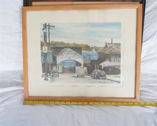 $120 obo -Print  of Perth Amboy NJ Staten Island Ferry Terminal [SIRT]. Is framed.  Is a 1980 Francis McGinley print. 