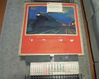 $80 obo -Pennsylvania Railroad 1939 calendar by Grif Teller with  original note from the railroad and the 12 monthly calendar pads [detached from main calendar]