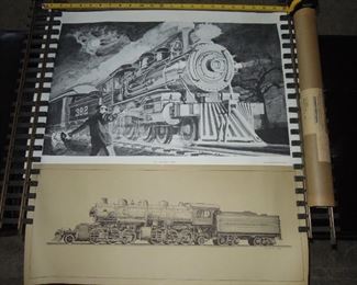 $35 obo -Two pieces of railroad steam engine artwork issued by the Humble Oil company [ Esso / Exxon] still in mailng tube, postmarked 1968.