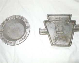 $40 obo -NJ & PA foundry cast aluminum advertising ashtrays.