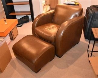 18. Brown LEATHERCRAFT Armchair With Ottoman