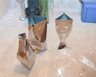 25. Three 3 MICHAEL ARAM Metal Vases