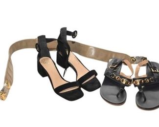 5. Two Pairs Of Sandals SIZE 6 and Judith Lieber Belt